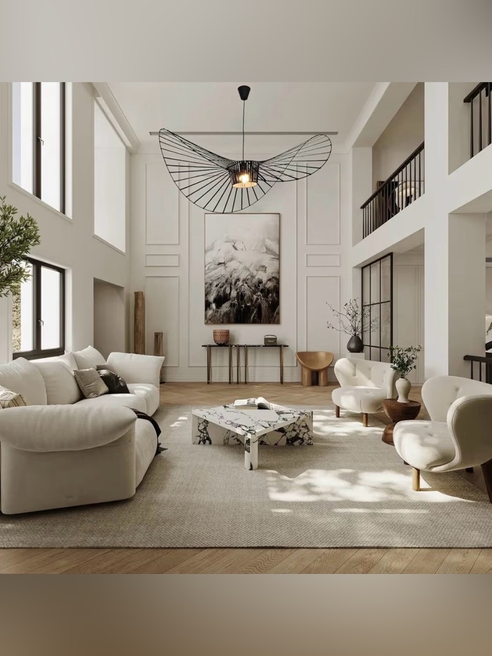 New West Elm XL Modern Black Woven Boho Hanging Chandelier Light Fixture Pendant - Picture 3 of 6